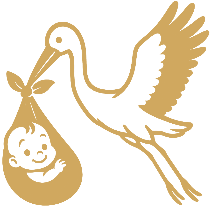 Storch mit Baby